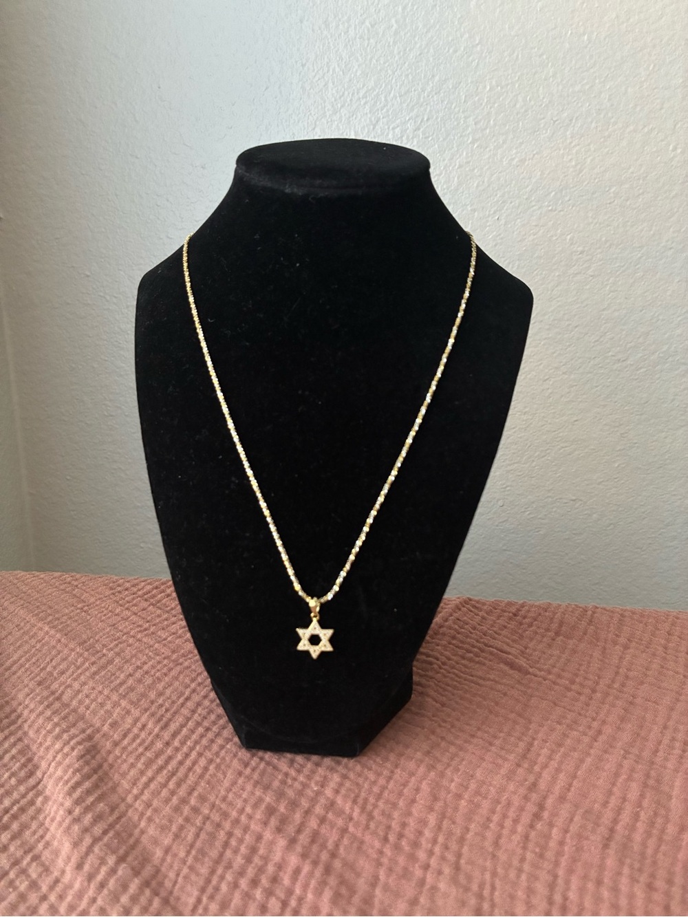 Two Tone Star of David Pendant Necklace - 925 Sterling Silver 22”